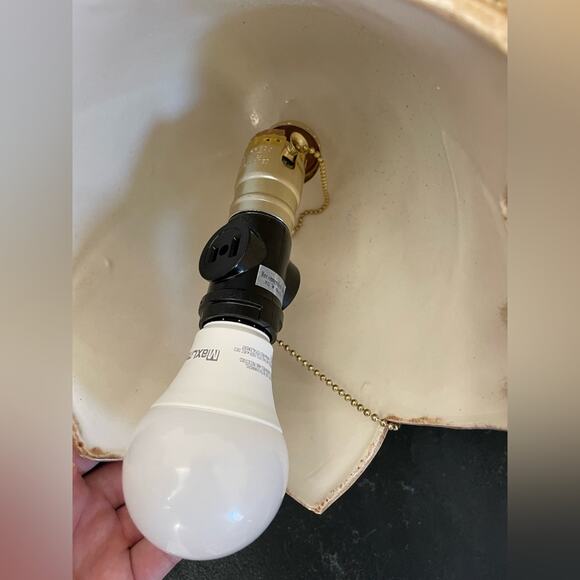 70s macrame ceramic tulip lamp - Picture 9 of 12